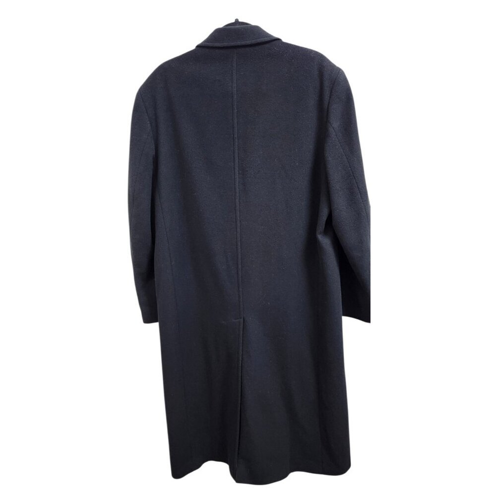 Mens Andrew Fezza Cashmere Blend Overcoat Black Double Breasted Long Coat L - Picture 7 of 16